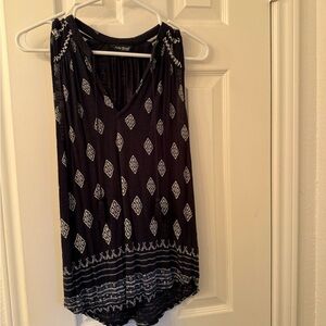 Navy and White Sleeveless Top